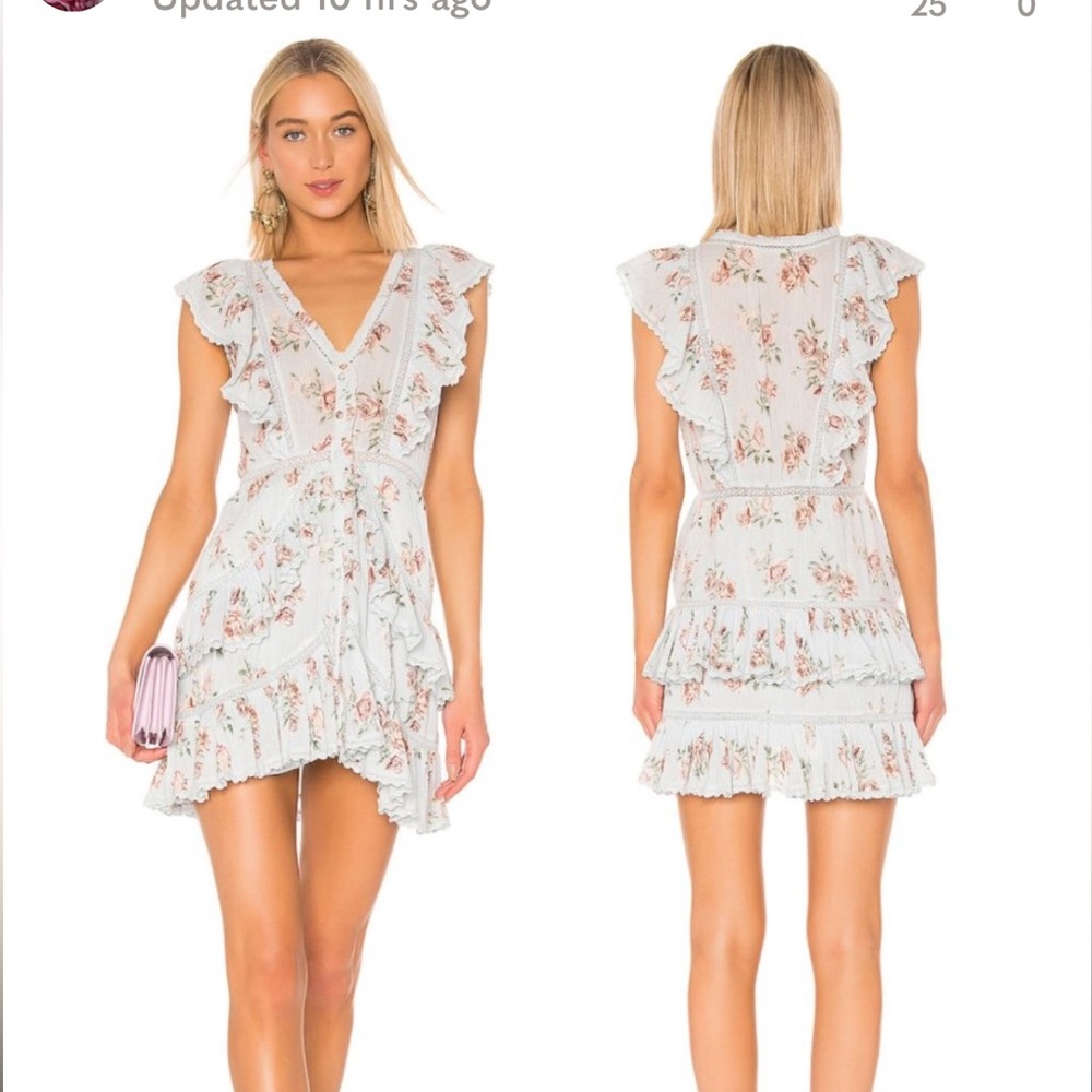 LoveShackFancy Women's India floral ruffle dress size xs.